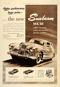 1954 Ad Sunbeam Mk III Sports Saloon Convertible Car - ORIGINAL ADVERTISING LN1