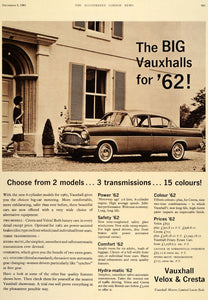 1961 Ad 1962 Vauxhall Velox Cresta British Luxury Cars - ORIGINAL LN1