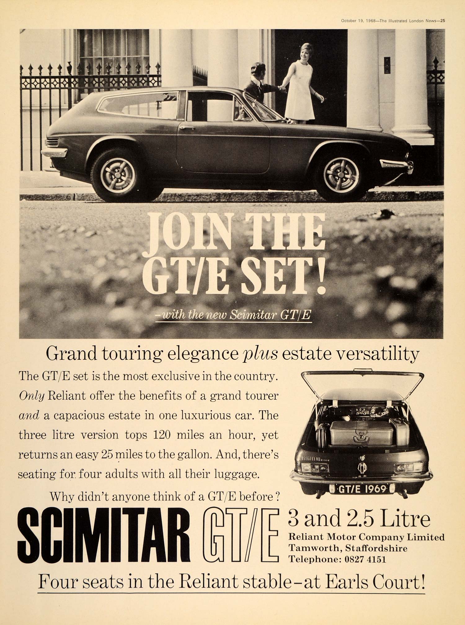 1968 Ad Reliant Scimitar GT/E British Car Automobile - ORIGINAL ADVERTISING LN1