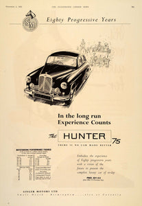 1955 Ad Singer Hunter 75 Sedan British Car Automobile - ORIGINAL ADVERTISING LN1