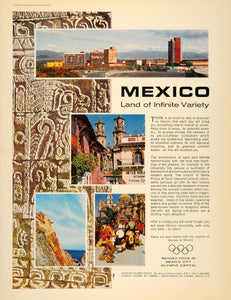 1968 Ad Mexico Travel Ruins Acapulco Cliff Divers Dance - ORIGINAL LN1