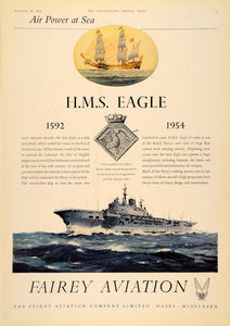 1954 Ad H.M.S. Eagle Aircraft Carrier Fairey Aviation - ORIGINAL ADVERTISING LN1