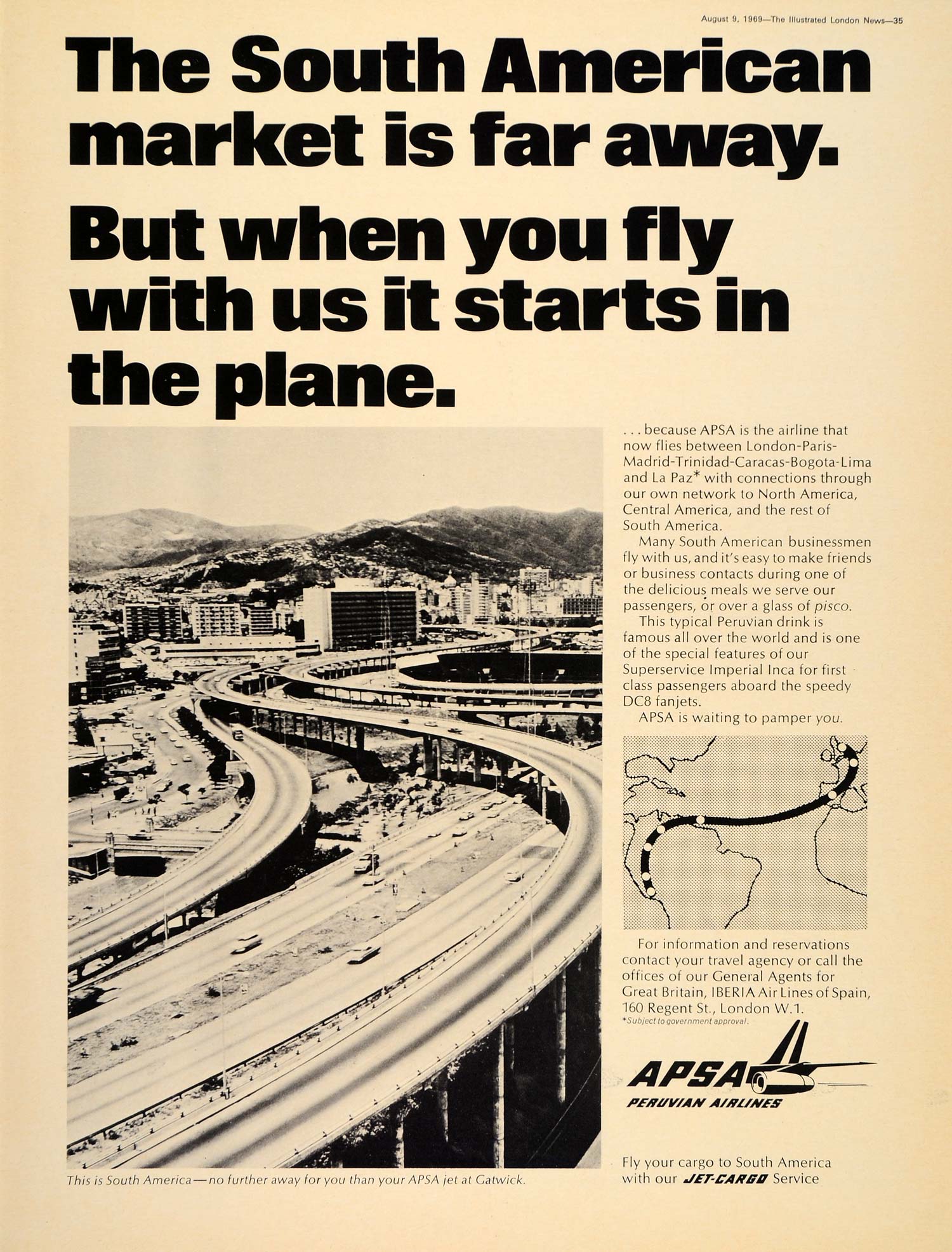 1969 Ad APSA Peruvian Airlines Lineas Aereas Peruanas - ORIGINAL ADVERTISING LN1