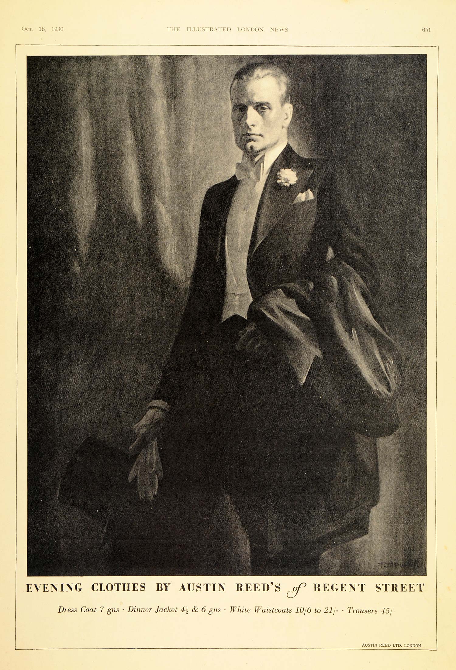 1930 Ad Austin Reed Regent Street Mens Evening Clothes - ORIGINAL LN1