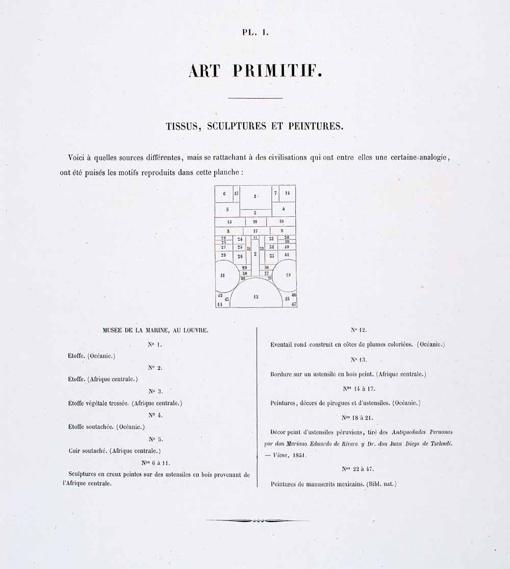 1875 Chromolithograph Primitive Decorative Elements African Oceanic LOR1