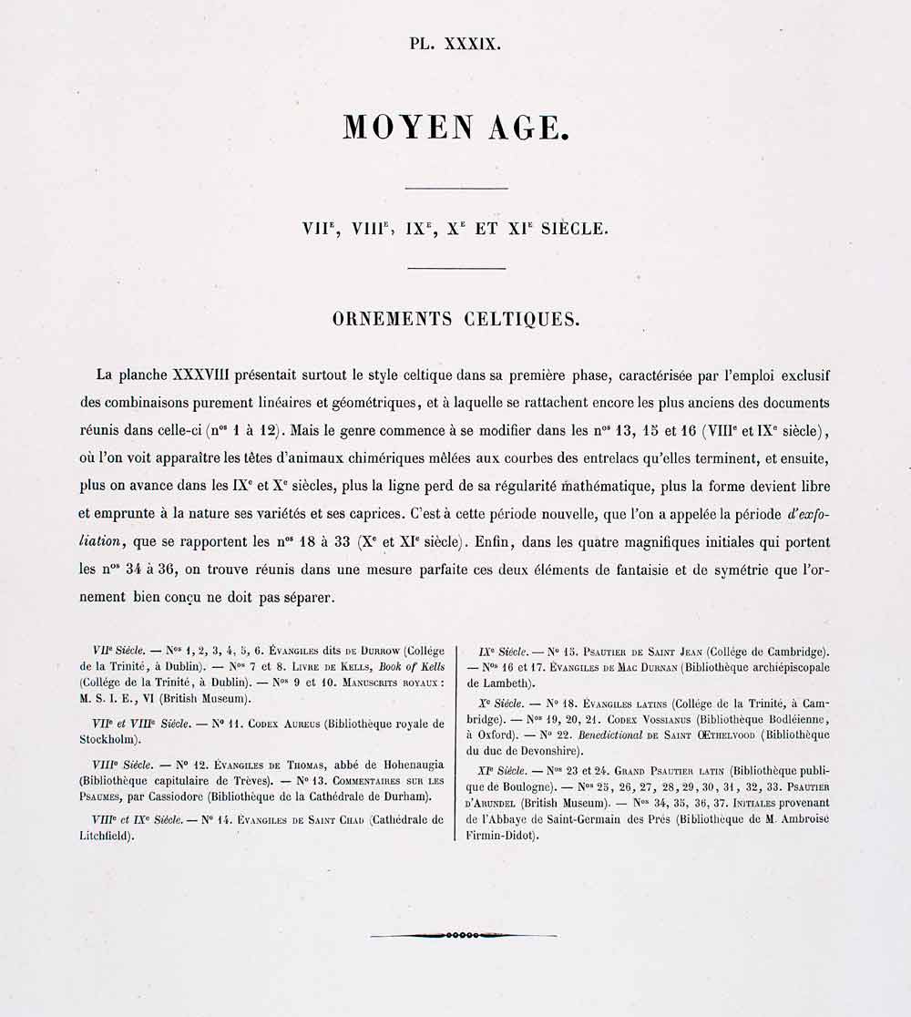 1875 Chromolithograph Celtic Historical Initial Capital Design Illumination LOR1