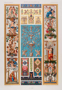 1875 Chromolithograph Renaissance 16th Century Raphael Vatican Nude Fresco LOR1