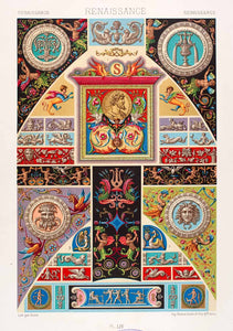 1875 Chromolithograph Renaissance Vatican Grotesque Design Raphael Giulio LOR1