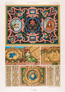 1875 Chromolithograph 17th Century Mosaic Decorative Versailles Pattern LOR1
