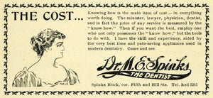 1899 Ad Dr. M. E. Spinks Dentist Dentistry California - ORIGINAL LOS1