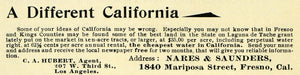 1899 Ad Acreage King Fresno California Nares Saunders - ORIGINAL LOS1