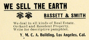 1899 Ad Bassett Smith Real Estate Orchard Residence CA - ORIGINAL LOS1