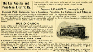 1899 Ad Los Angeles Pasadena Electric Railway W H Smith - ORIGINAL LOS1
