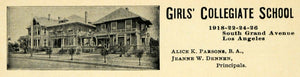 1898 Ad Girls Collegiate School Los Angeles California - ORIGINAL LOS1