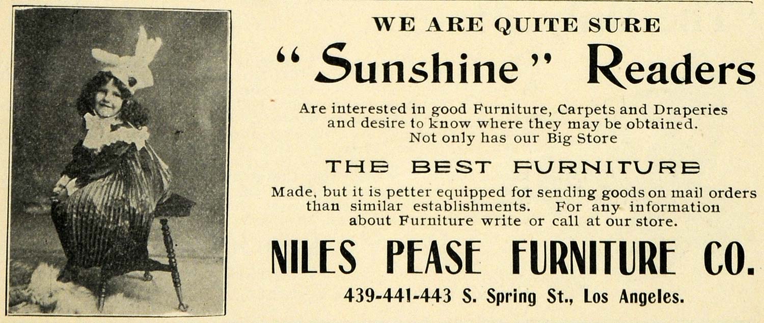 1898 Ad Los Angeles California Niles Pease Furniture - ORIGINAL ADVERTISING LOS1