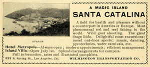1898 Ad Wilmington Transport Catalina Hotel Metropole - ORIGINAL LOS1