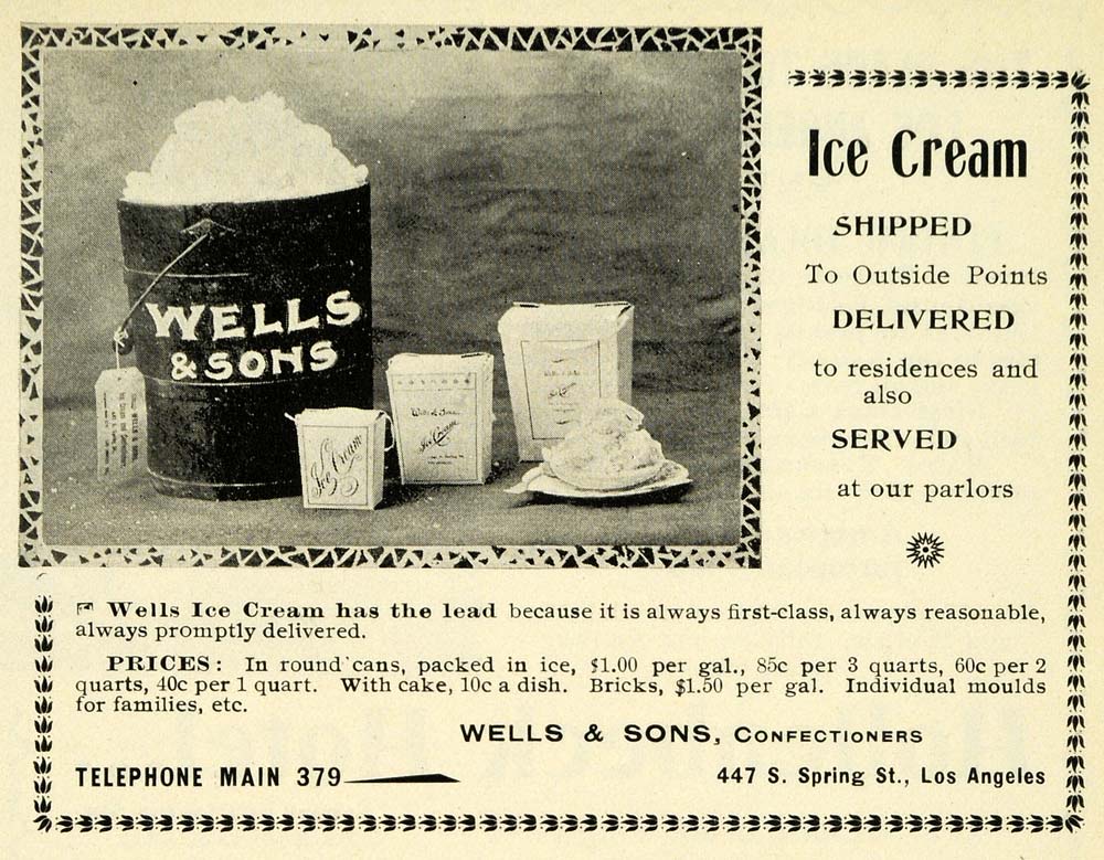 1898 Ad Wells Sons Confectioners Ice Cream Delivery - ORIGINAL ADVERTISING LOS1