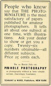 1901 Ad Tennant Ward Pin-Hole Photograph Photominiature - ORIGINAL LOS1