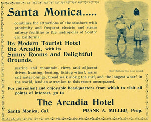 1899 Ad Santa Monica Arcadia Hotel Tourism Recreation - ORIGINAL LOS1
