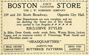1899 Ad Boston Dry Goods Store J. W. Robinson Butterick - ORIGINAL LOS1