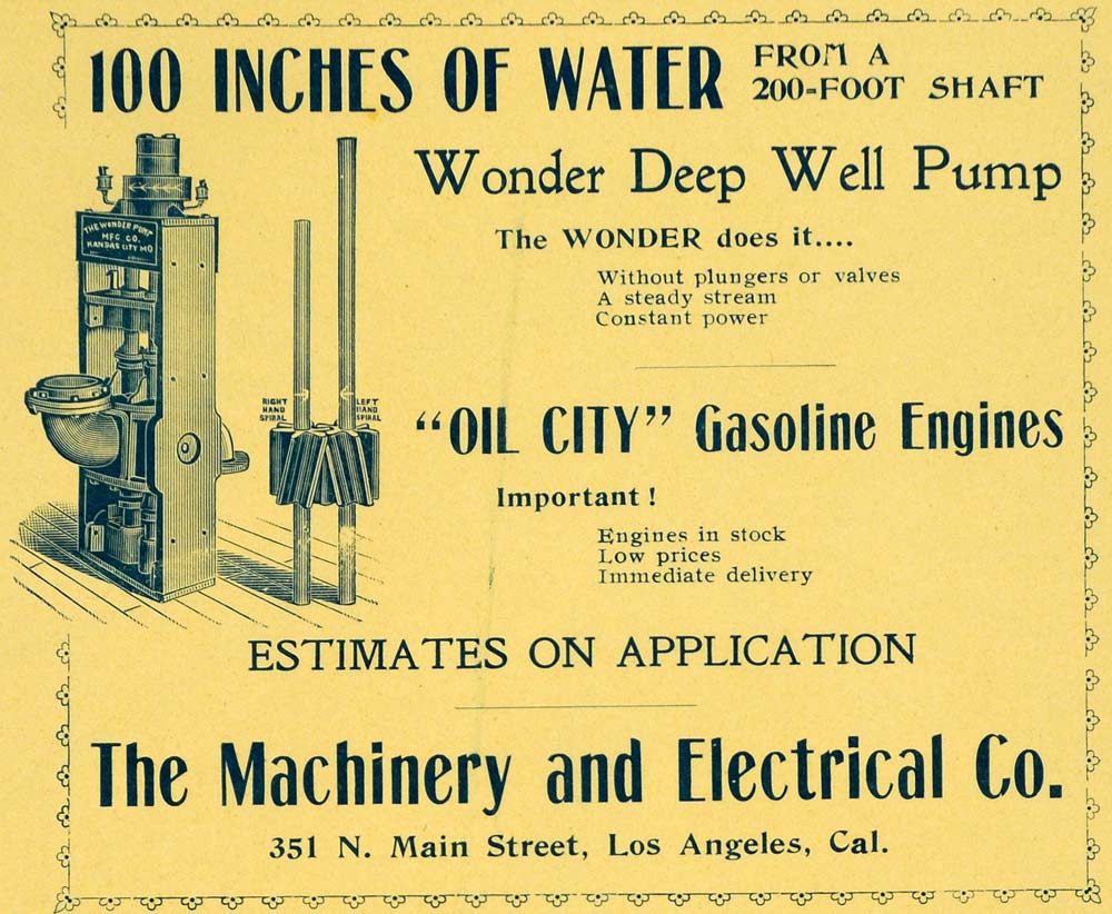 1899 Ad Machinery Electrical Wonder Deep Well Pump - ORIGINAL ADVERTISING LOS1