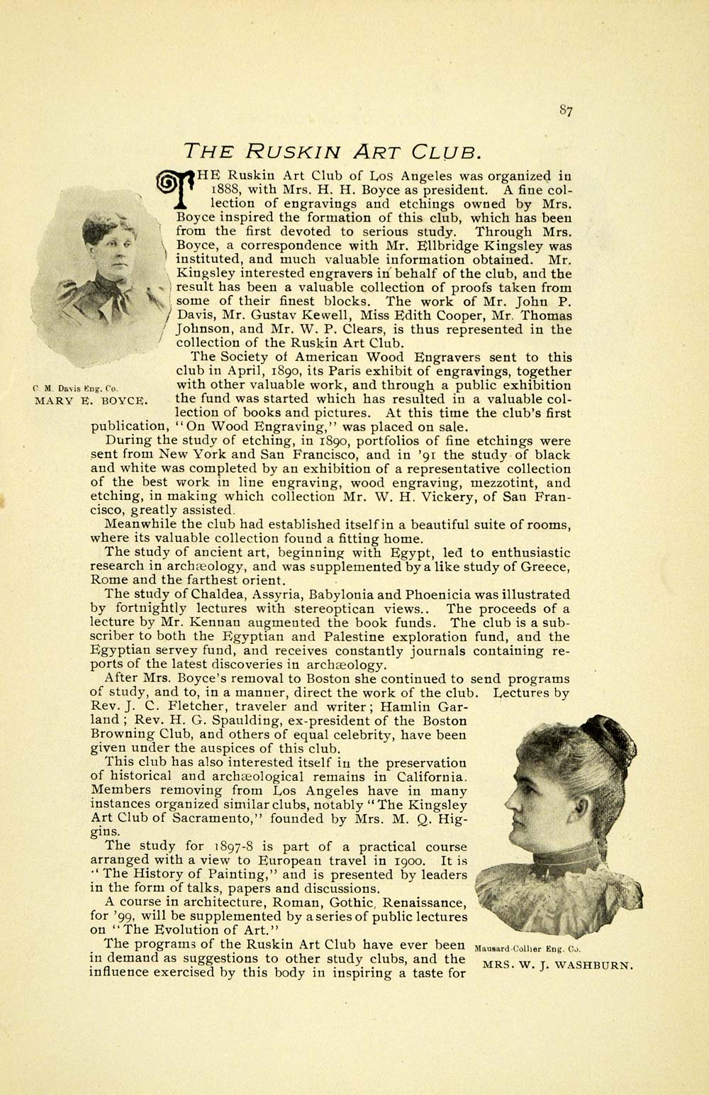 1898 Article Ruskin Artist Club Los Angeles California - ORIGINAL LOS1