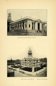 1901 Print Stockton California Free Library Courthouse ORIGINAL HISTORIC LOS1