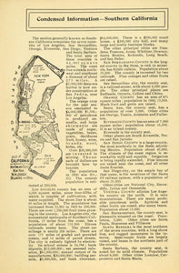 1899 Print Crops Railroad Mine Populous Map California ORIGINAL HISTORIC LOS1
