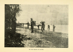 1898 Print Cavite Manila Bay Beach Men Philippines War ORIGINAL HISTORIC LOS1
