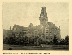 1898 Print St. Vincent Boy's College Los Angeles Loyola ORIGINAL HISTORIC LOS1