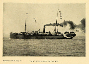 1898 Print USS Navy Ship Indiana Spanish-American War ORIGINAL HISTORIC LOS1