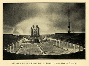 1901 Print Tabernacle Interior Great Organ Architecture ORIGINAL HISTORIC LOS1