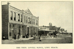 1899 Print Thos Lovell Block Long Beach Architecture - ORIGINAL HISTORIC LOS1