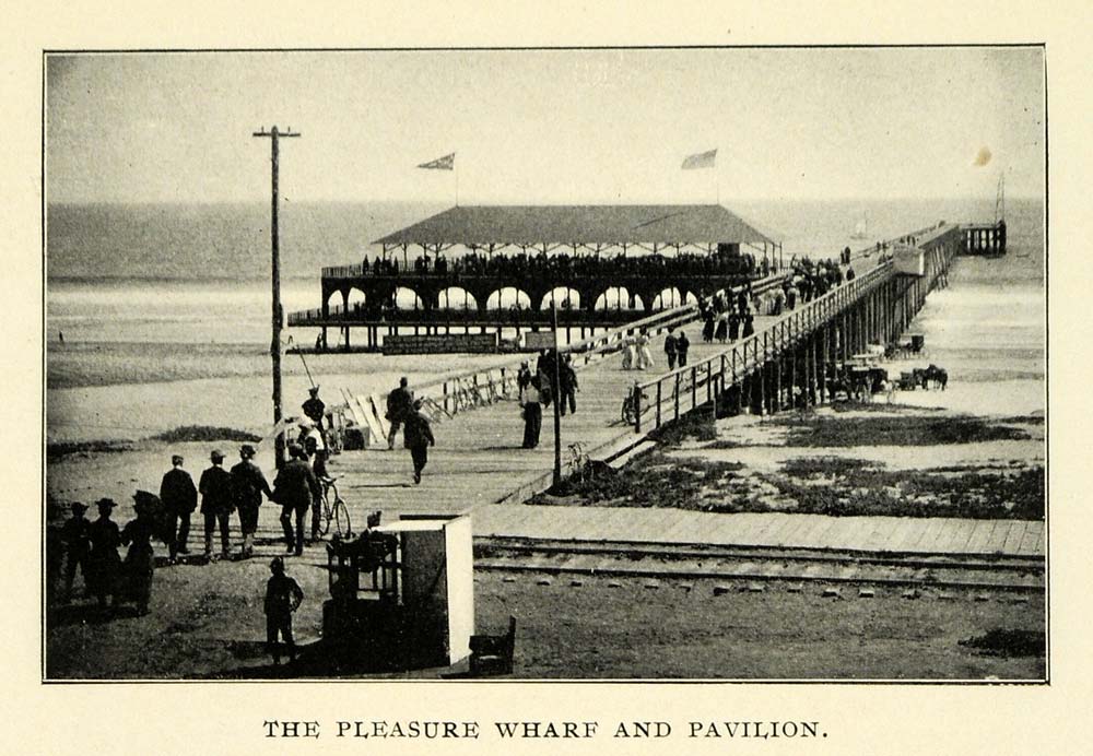 1899 Print Pleasure Wharf Pavilion Long Beach CA - ORIGINAL HISTORIC IMAGE LOS1