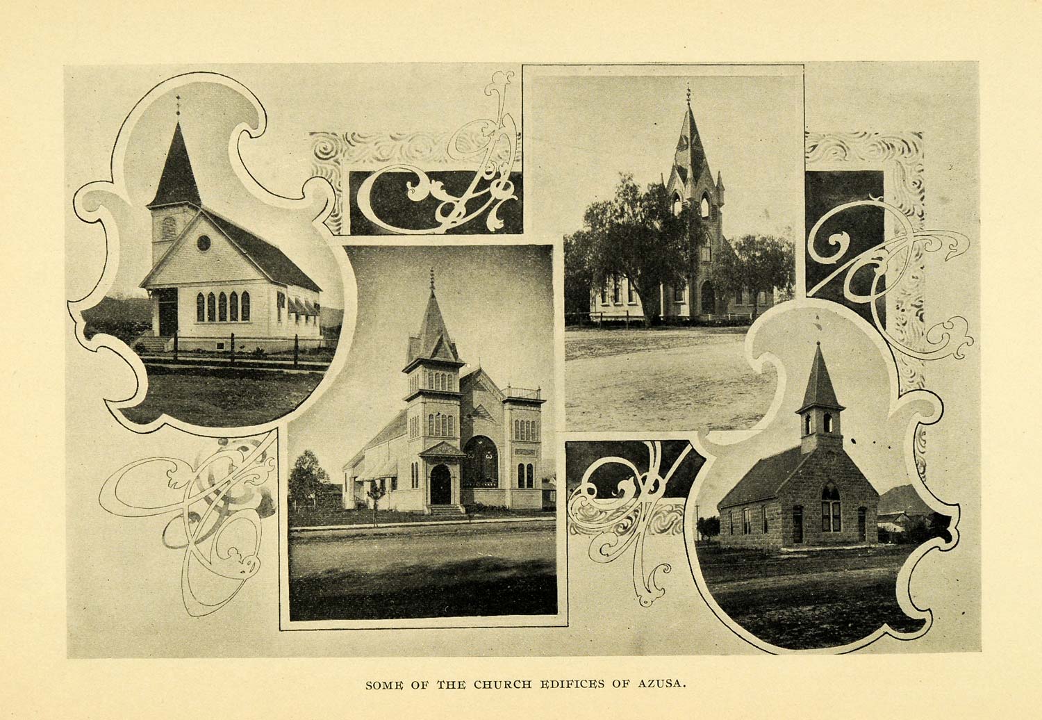 1901 Print Azusa California Church Edifice Architecture ORIGINAL HISTORIC LOS1