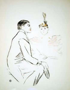 1951 Lithograph Toulouse-Lautrec Art Lucien Guitry Jeanne Granier French Actors