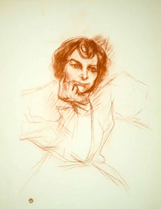 1951 Lithograph Henri de Toulouse-Lautrec Art Madame Berthe Bady Portrait Study