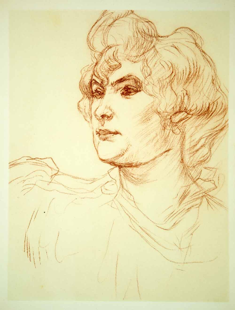 1951 Lithograph Henri de Toulouse-Lautrec Art Tete de Jeune Femme Portrait Study