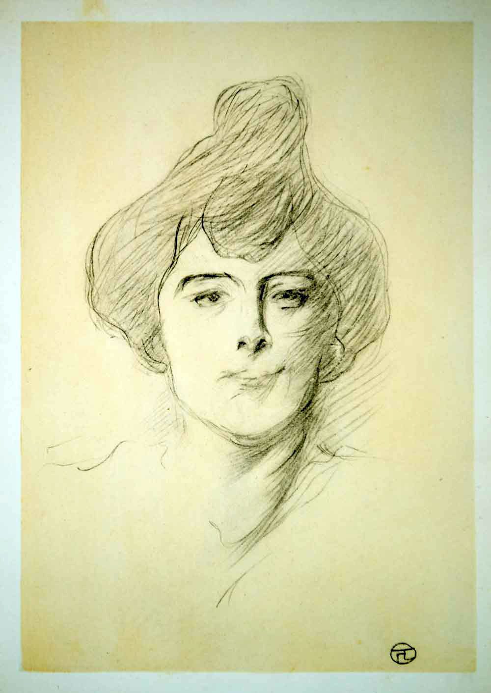 1951 Lithograph Henri de Toulouse-Lautrec Tete de Femme de Face Portrait Study