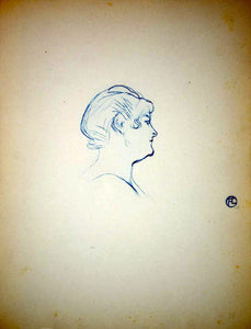 1951 Lithograph Henri de Toulouse-Lautrec Tete de Femme de Profil Portrait Woman