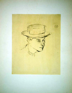 1951 Lithograph Henri de Toulouse-Lautrec Monsieur Bougle en Canotier Portrait