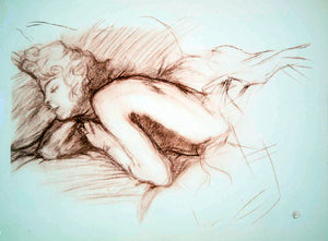 1951 Lithograph Toulouse-Lautrec Femme Endormie Sleeping Woman Asleep Red Chalk