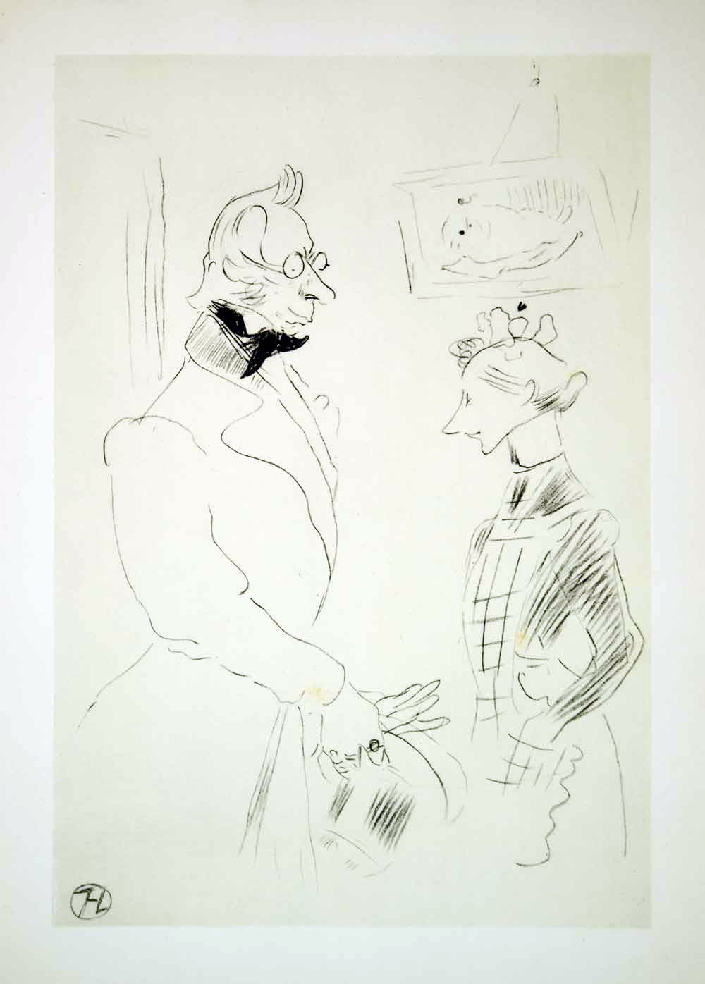 1951 Lithograph Toulouse-Lautrec Medecin Dr Gabriel Tapie de Celeyran Caricature
