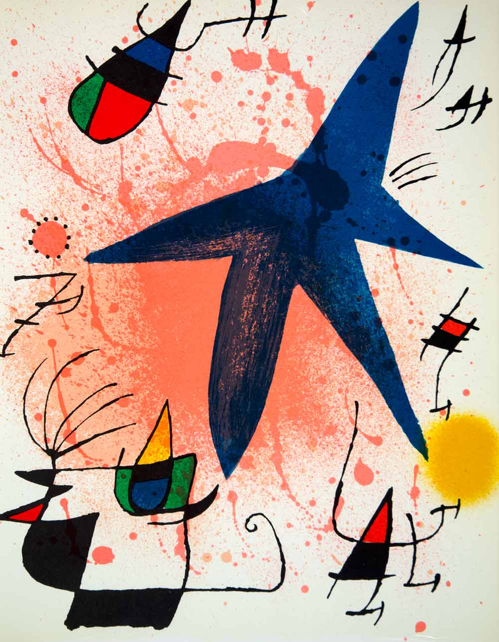 1972 Color Lithograph Joan Miro Litografia I Star Shapes Abstract Modern Art