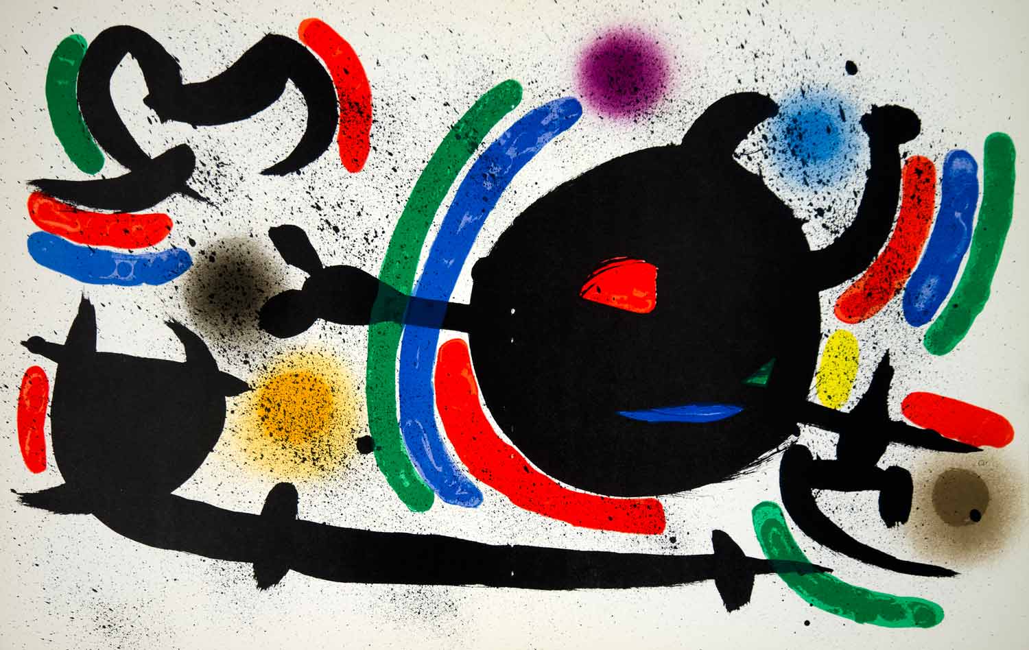 1972 Color Lithograph Joan Miro Litografia X Shapes Abstract Modern Art Spanish