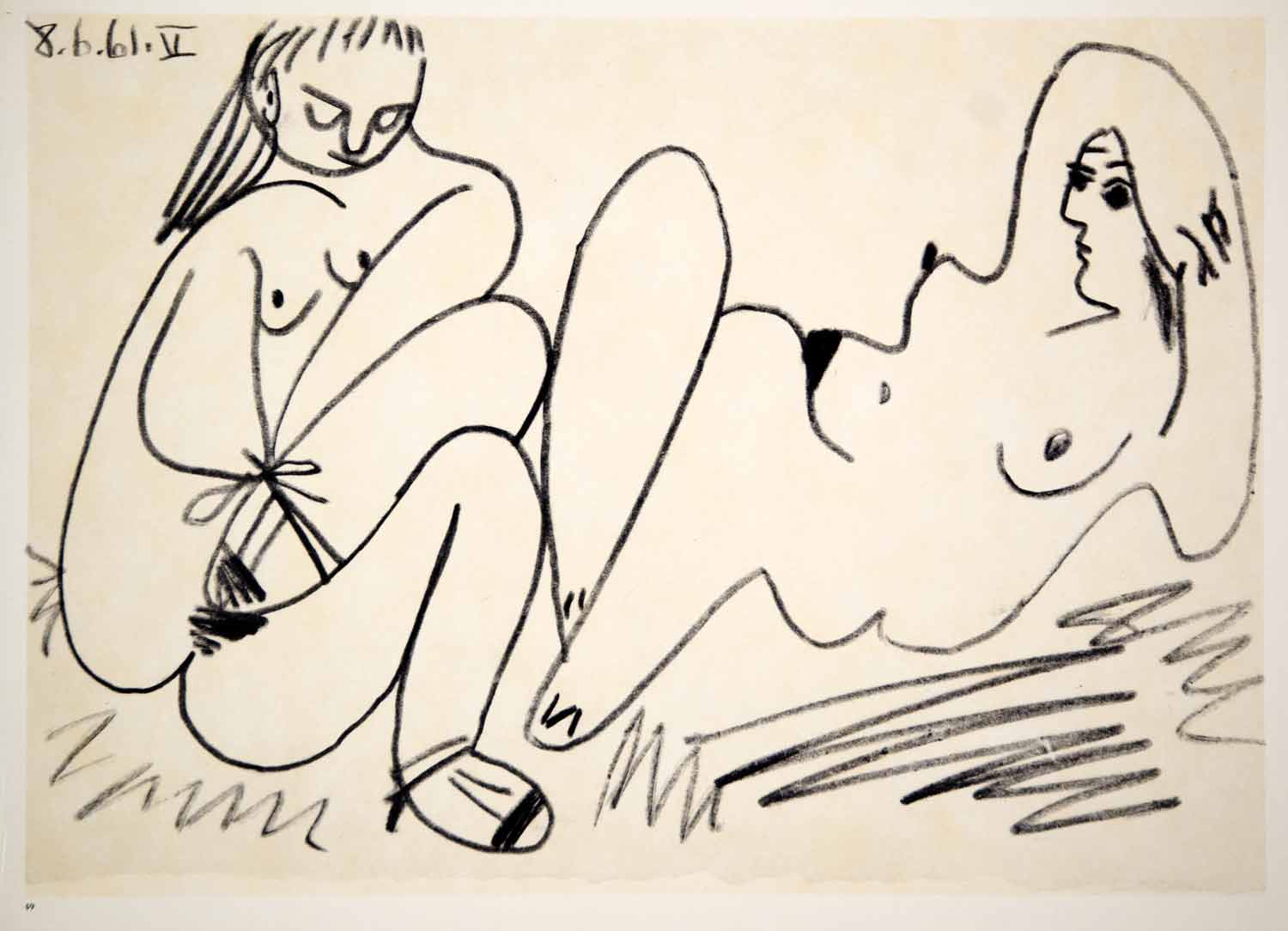 1962 Photolithograph Picasso Nude Bathers Art Le Dejeuner sur l'herbe 8.6.61 V