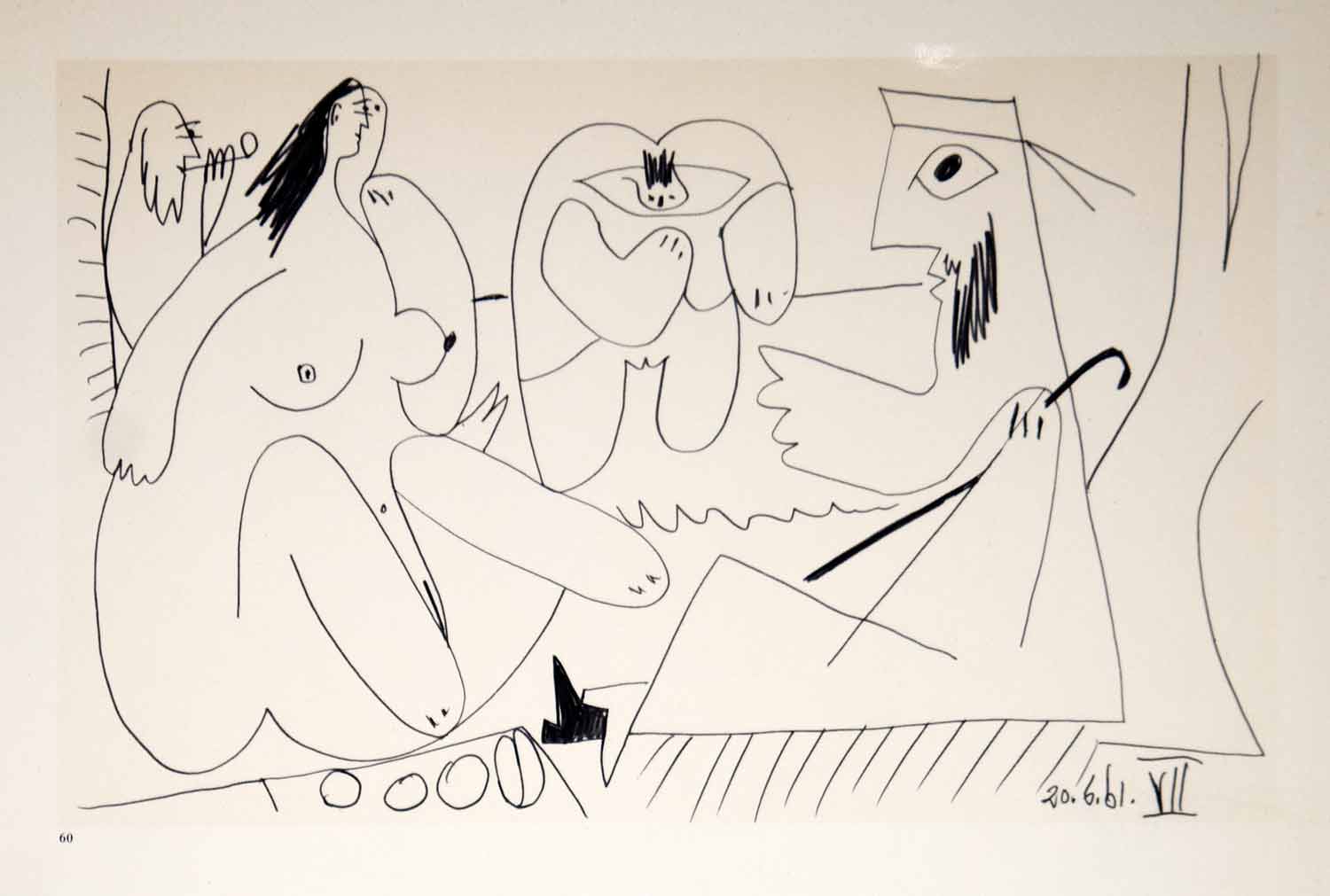 1962 Photolithograph Pablo Picasso Nude Art Le Dejeuner sur l'herbe 20.6.61 VII