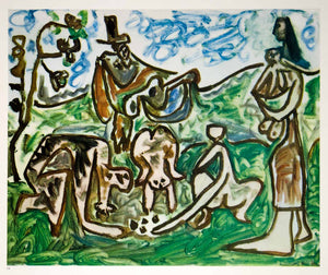 1962 Photolithograph Picasso Nude Figures Art Le Dejeuner sur l'herbe Manet