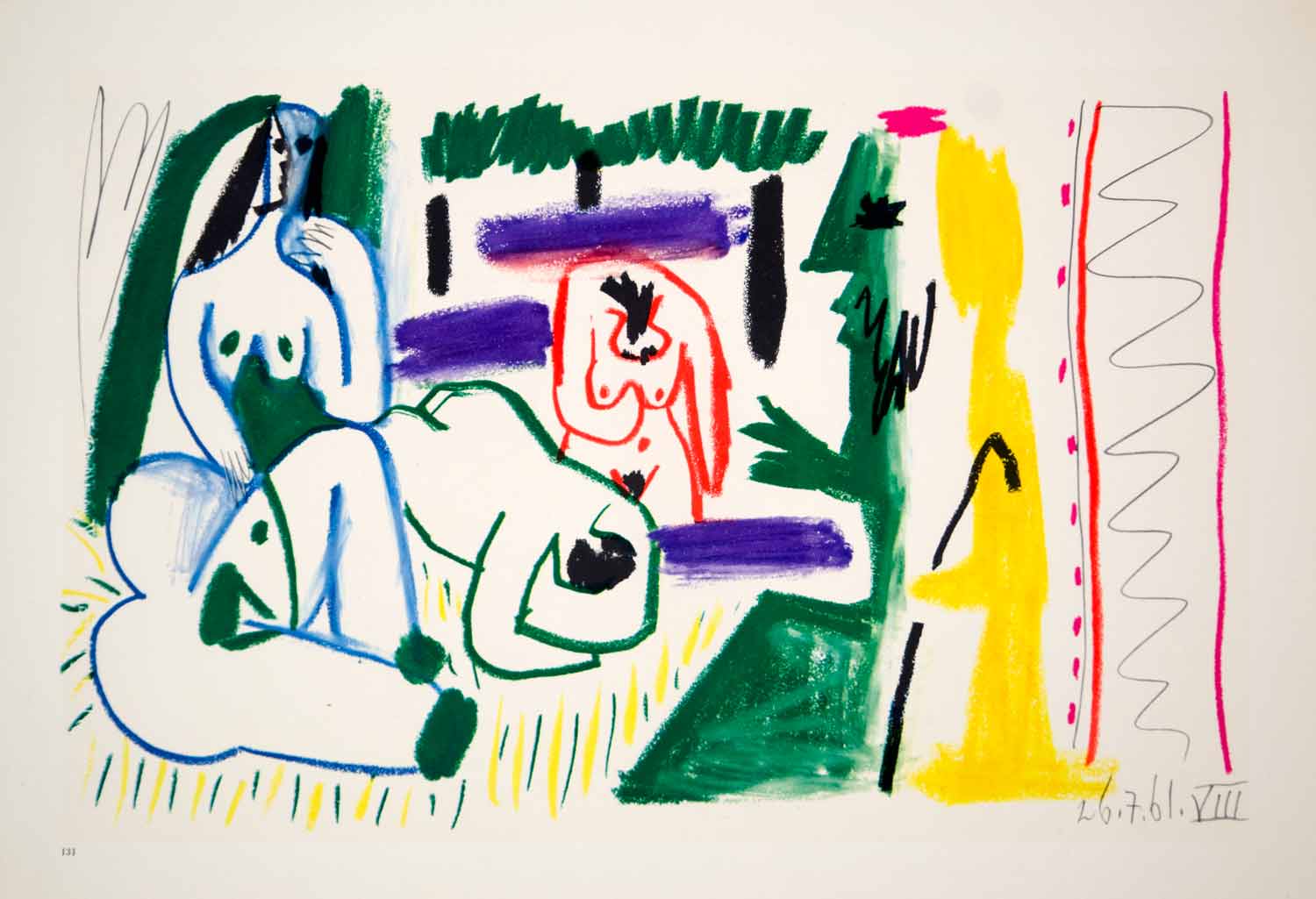 1962 Photolithograph Picasso Nude Women Modern Art Dejeuner sur l'herbe 26.7.61