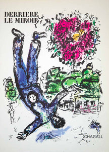 1966 Lithograph Marc Chagall Art Poster Derriere le Miroir Figure Fantasy Modern - Period Paper
